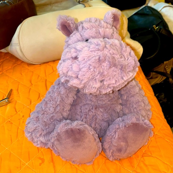 Demdaco Nat & Jules Plush Mellow Fellows Minky Hippo Stuffed Animal Purple (ALX) - Picture 1 of 5